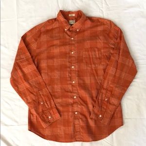 J. Crew orange plaid men's shirt